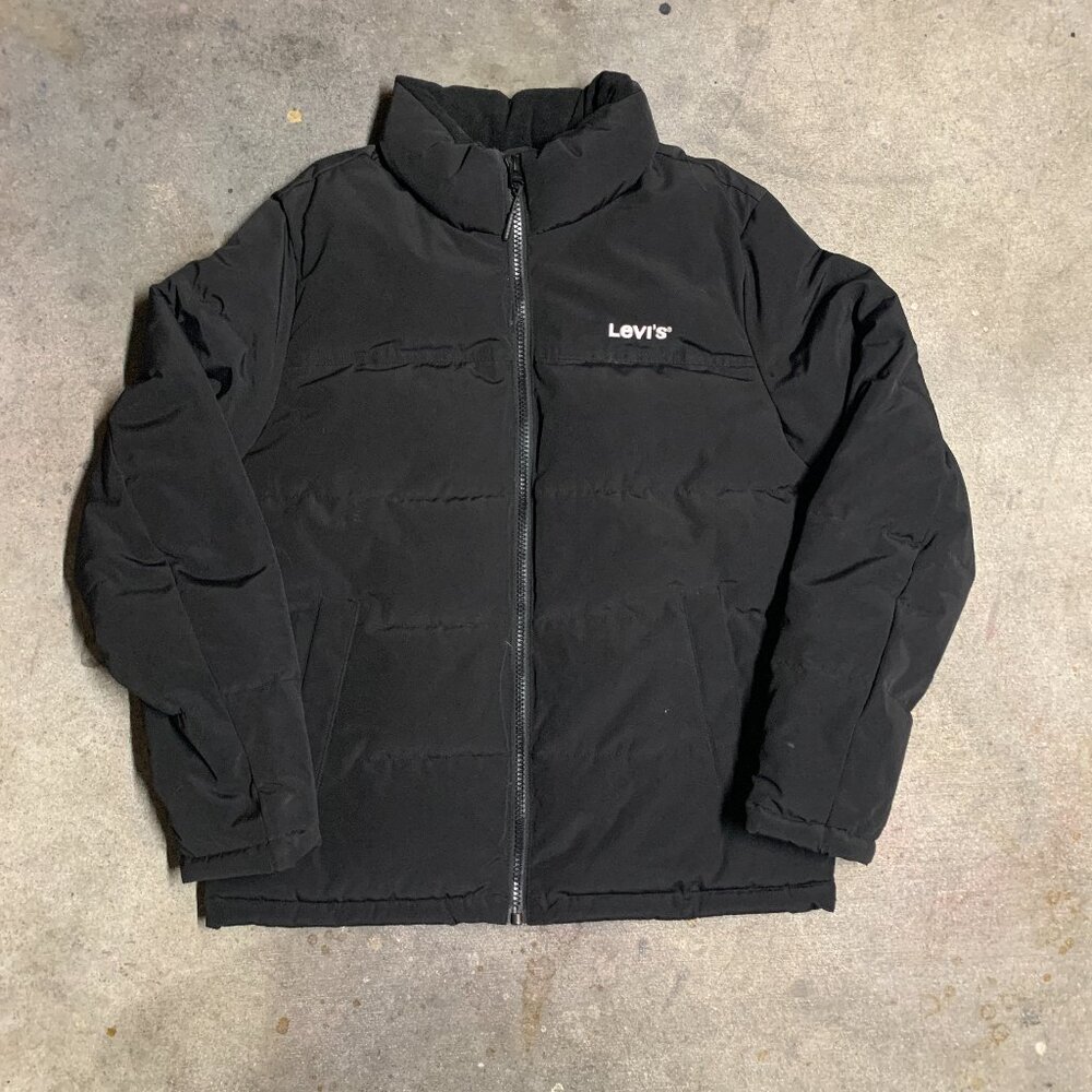 Levis Puffer Jacket Coat Black Vintage Retro